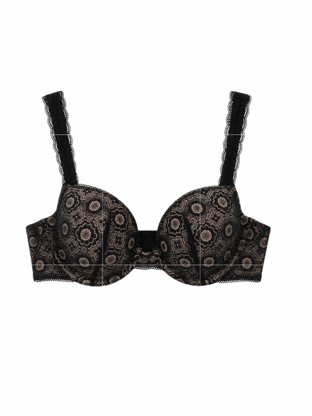 Aerie Floral Lace Bra 34B Black Tan